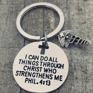 Nurse Keychain, I Can Do All Things Through Christ - Nurse Cap